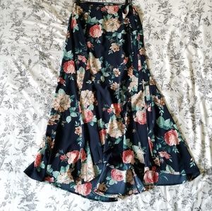 Floral wrap maxi skirt
